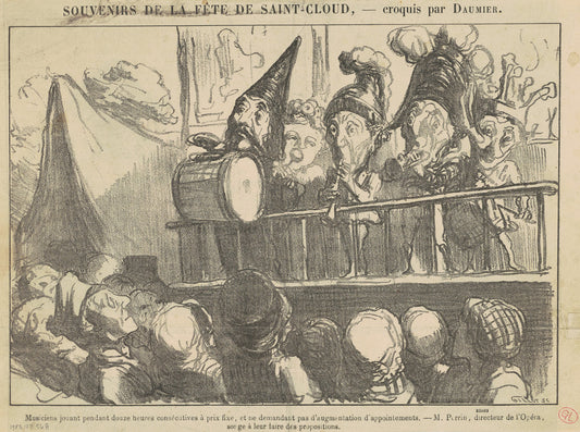 Musiciens jouant pendant douze heures ... by Honoré Daumier (French, 1808 - 1879), 16X12"(A3)Poster Print