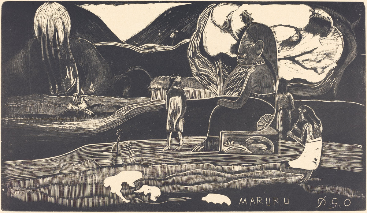 Maruru (Thank You) by Paul Gauguin (French, 1848 - 1903), 16X12"(A3)Poster Print