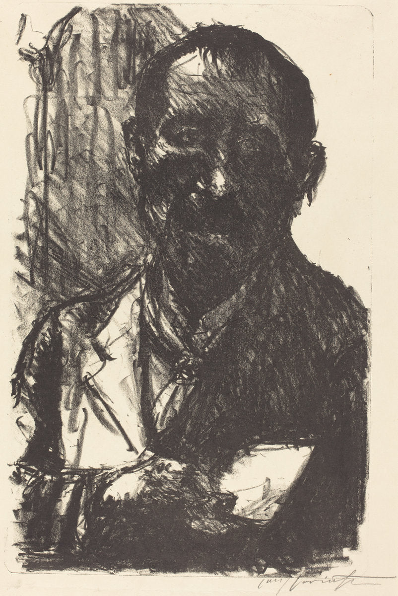 Self-Portrait Sketching by Lovis Corinth (German, 1858 - 1925), 16X12"(A3)Poster Print