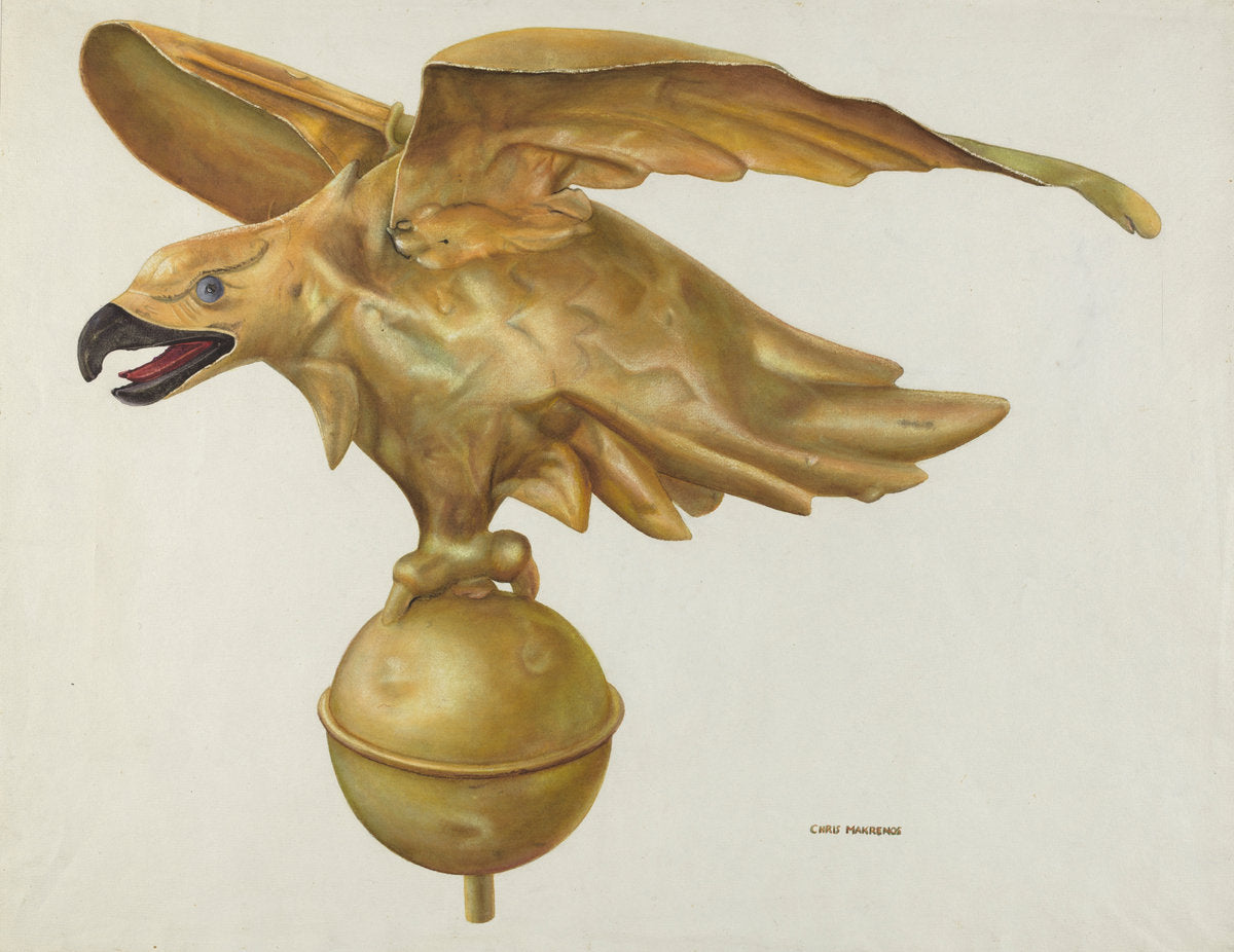 Eagle Weather Vane by Chris Makrenos (American, active c. 1935), 16X12"(A3)Poster Print