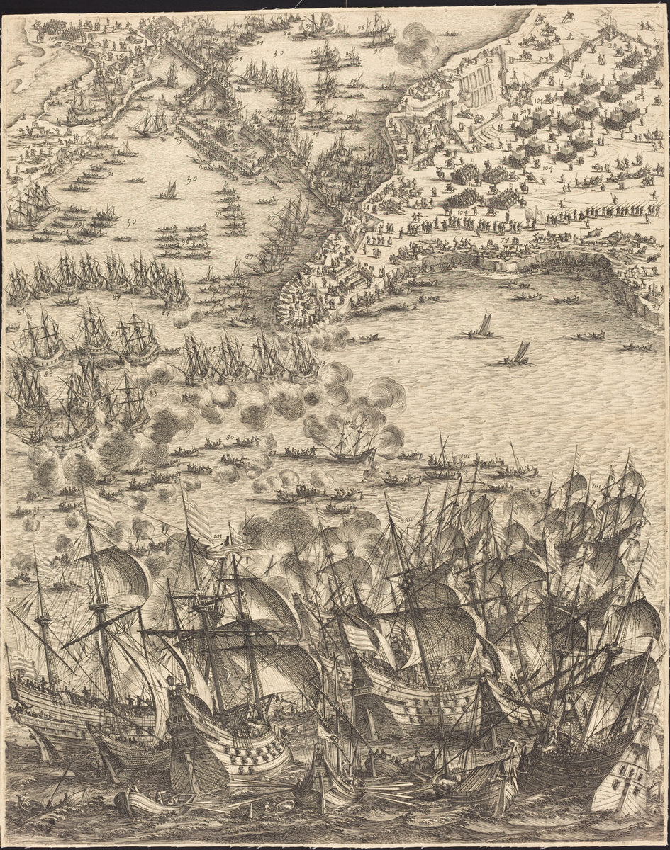 The Siege of La Rochelle [plate 11 of 16; set comprises 1952.8.97-112] by Jacques Callot (French, 1592 - 1635), 16X12"(A3)Poster Print