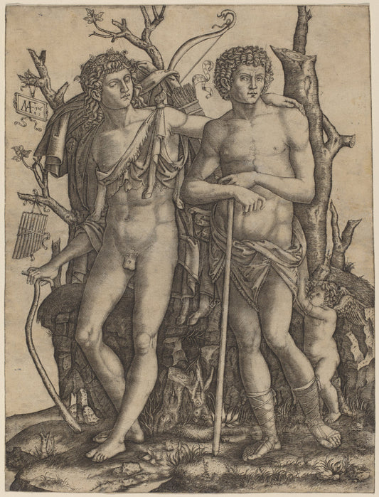 Apollo and Hyacinthus by Marcantonio Raimondi after Francesco Francia (Italian, c. 1480 - c. 1534), 16X12"(A3)Poster Print
