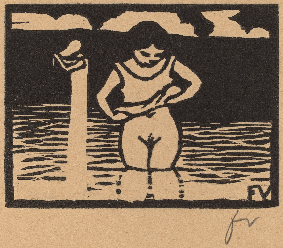 Girl Lifting Her Chemise (Fillette enlevant sa chemise) by Félix Vallotton (Swiss, 1865 - 1925), 16X12"(A3)Poster Print