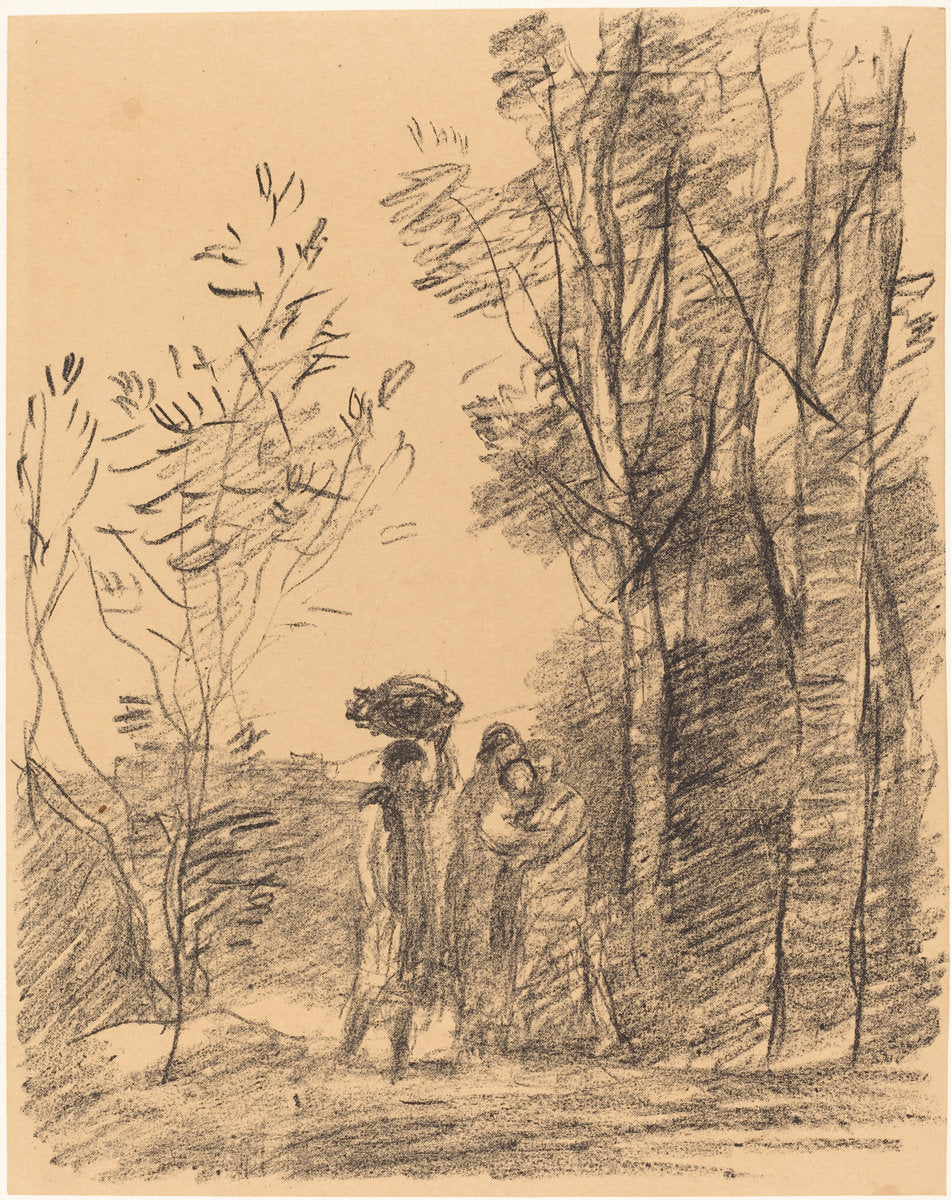 The Meeting in the Woods (La Rencontre du bosquet) by Jean-Baptiste-Camille Corot (French, 1796 - 1875), 16X12"(A3)Poster Print