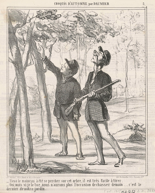 Tiens, le moineau a été sepercher by Honoré Daumier (French, 1808 - 1879), 16X12"(A3)Poster Print