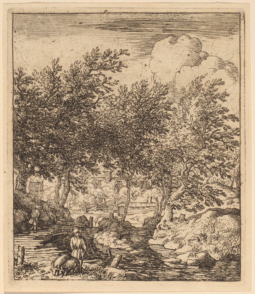Swineherd by Allart van Everdingen (Dutch, 1621 - 1675), 16X12"(A3)Poster Print