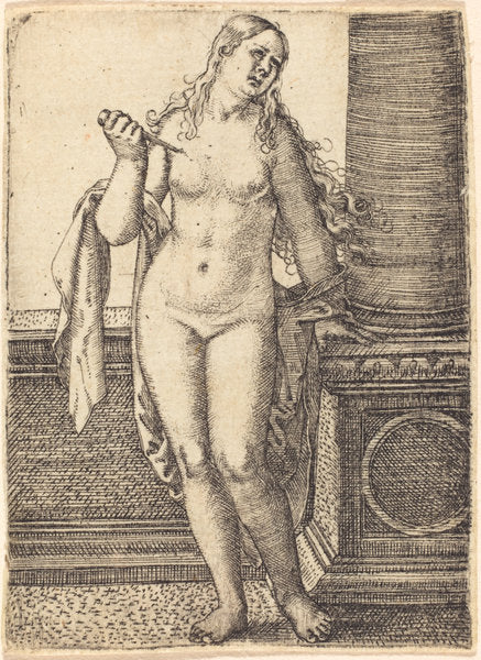 Lucretia Standing at a Column by Barthel Beham (German, 1502 - 1540), 16X12"(A3)Poster Print
