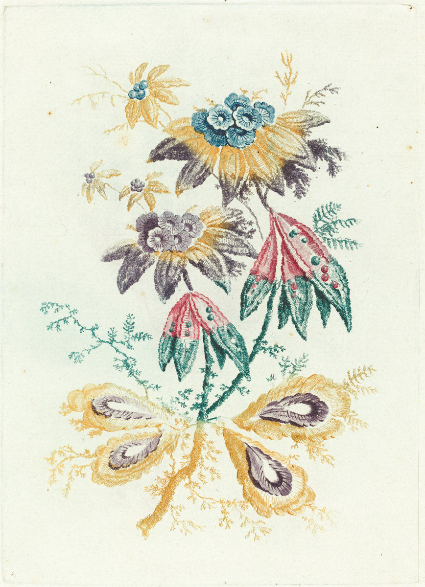 Fantastic Flowers with Peapod Leaves by Anne Allen after Jean-Baptiste Pillement (French, active 1790s), 16X12"(A3)Poster Print