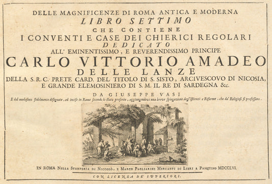 Delle Magnificenze di Roma Antica e Moderna (vol. 3) by Giuseppe Vasi (author) (Roman, 1710 - 1782), 16X12"(A3)Poster Print