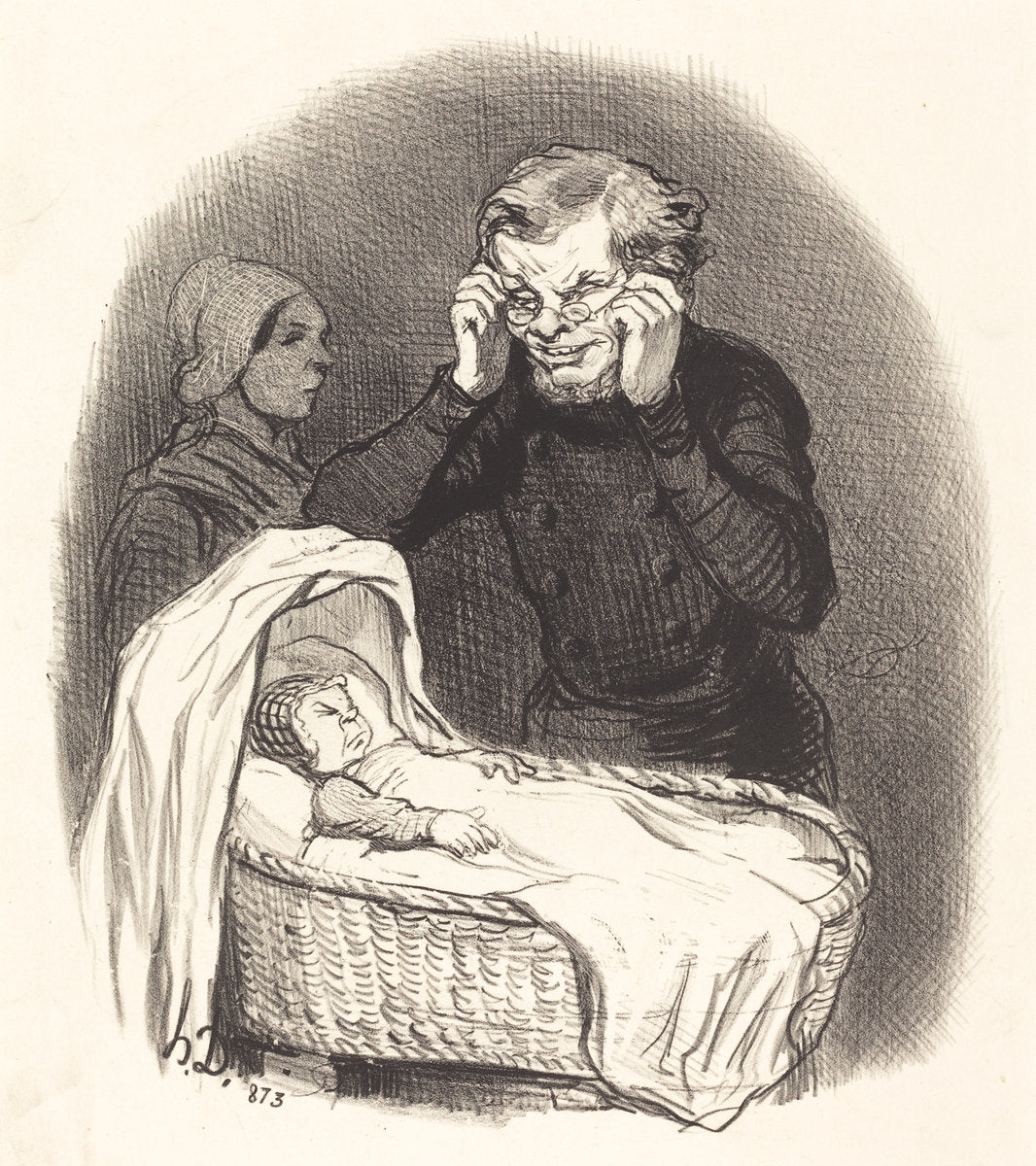 Un Père heureux by Honoré Daumier (French, 1808 - 1879), 16X12"(A3)Poster Print
