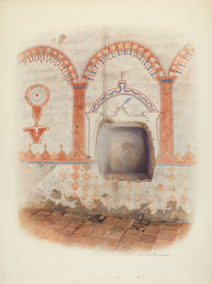 Wall Painting and Baptismal Niche by Juanita Donahoo (American, active c. 1935), 16X12"(A3)Poster Print