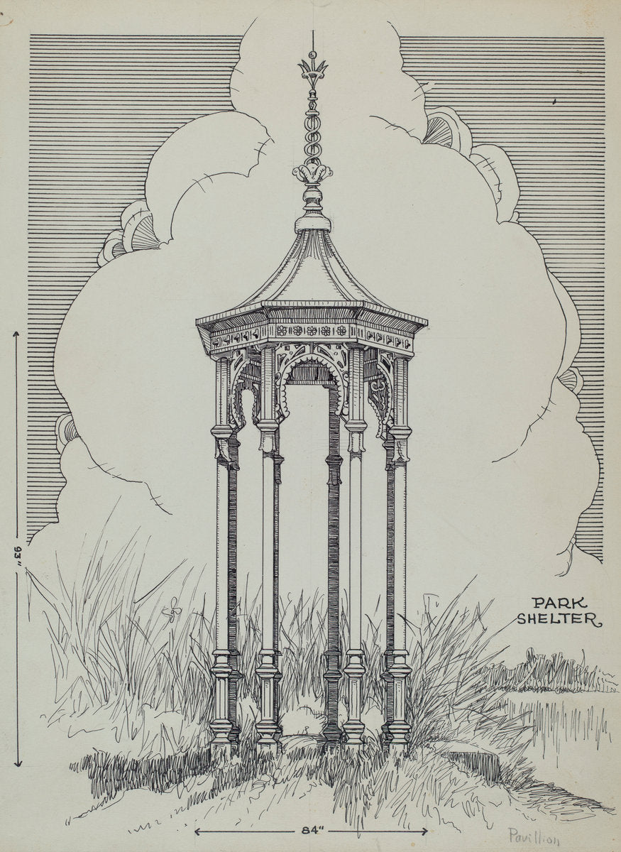 Cast Iron Pavilion by Thomas Byrne (American, active c. 1935), 16X12"(A3)Poster Print