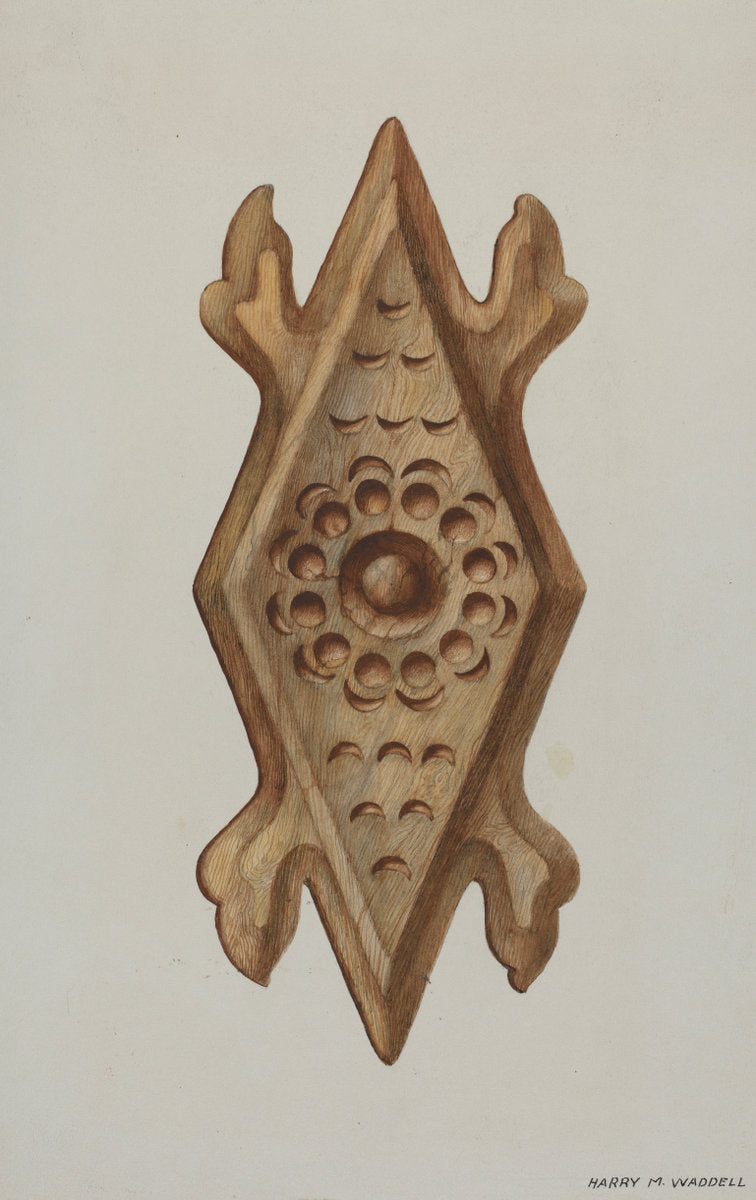 Detail, Side of Confessional by Harry Mann Waddell (American, active c. 1935), 16X12"(A3)Poster Print