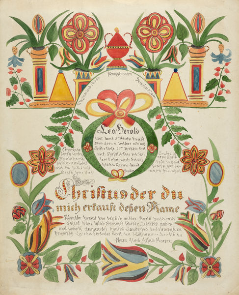 Baptismal Certificate by Ralph Atkinson (American, active c. 1935), 16X12"(A3)Poster Print