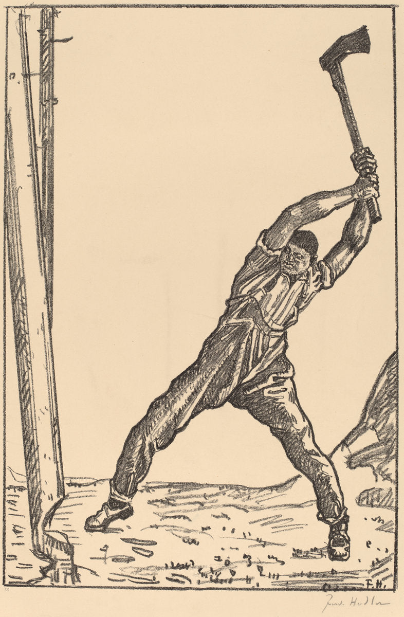 Lumberman by Ferdinand Hodler (Swiss, 1853 - 1918), 16X12"(A3)Poster Print