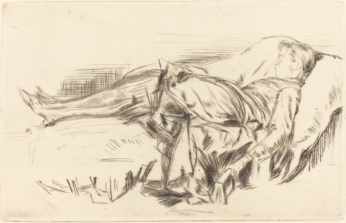 A Child on a Couch, No.2 by James McNeill Whistler (American, 1834 - 1903), 16X12"(A3)Poster Print