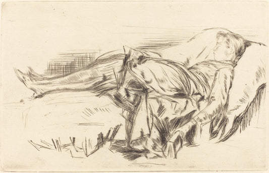 A Child on a Couch, No.2 by James McNeill Whistler (American, 1834 - 1903), 16X12"(A3)Poster Print