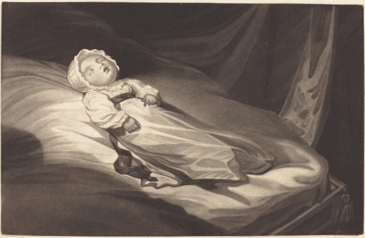 mezzotint by Probably British 19th Century (Sleeping Infant), 16X12"(A3)Poster Print