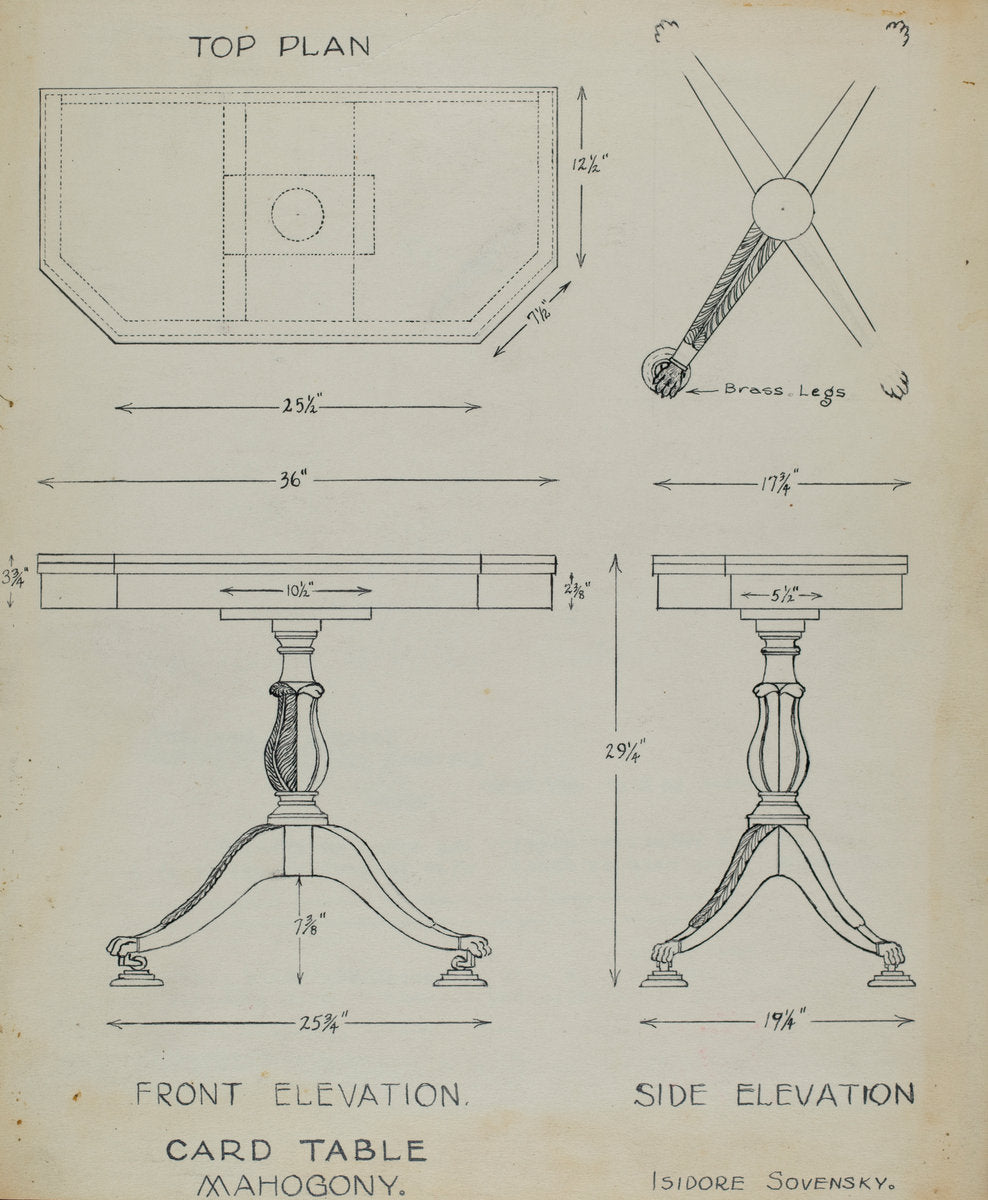 Card Table by Isidore Sovensky (American, active c. 1935), 16X12"(A3)Poster Print