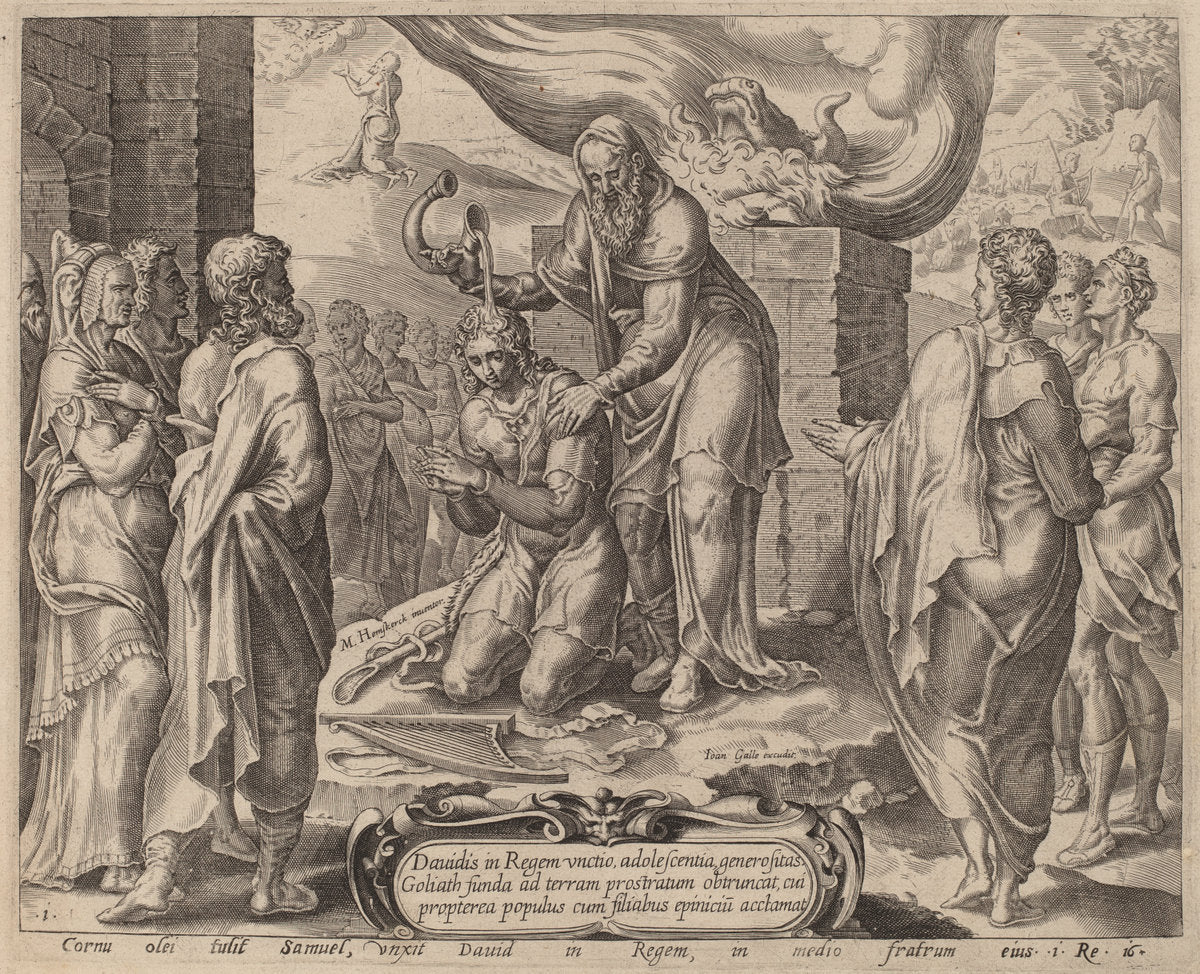 c.1556 by after Maerten van Heemskerck (Samuel Anointing David), 16X12"(A3)Poster Print