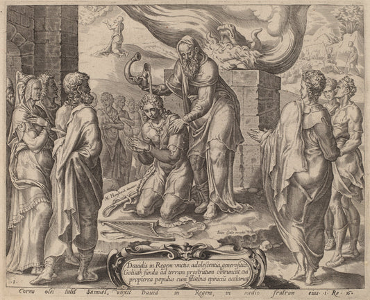 c.1556 by after Maerten van Heemskerck (Samuel Anointing David), 16X12"(A3)Poster Print