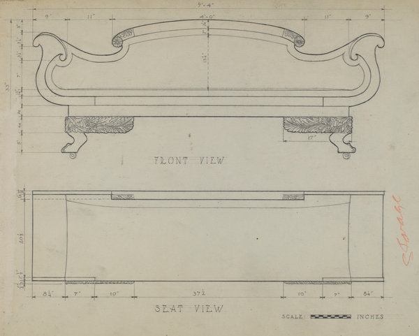 Sofa by Anna Aloisi (American, born c. 1890, died early 1950s), 16X12"(A3)Poster Print