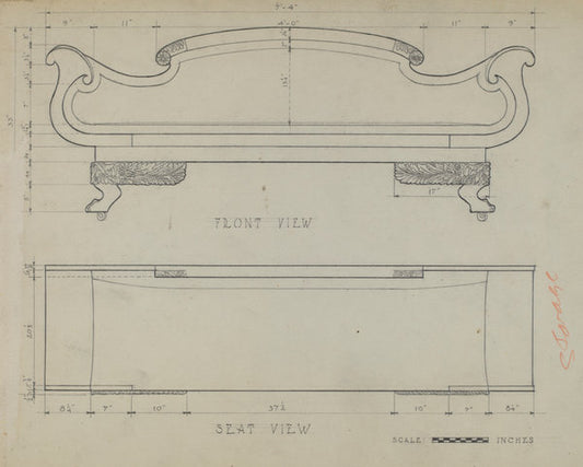 Sofa by Anna Aloisi (American, born c. 1890, died early 1950s), 16X12"(A3)Poster Print