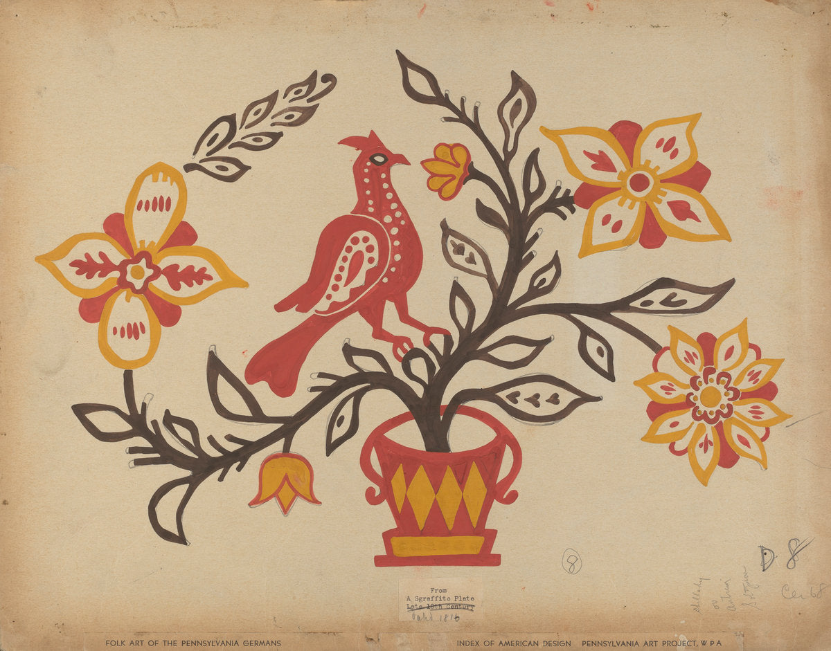 c. 1939 by American 20th Century (Drawing for Plate 8: From the Portfolio "Folk Art of Rural Pennsylvania"), 16X12"(A3)Poster Print
