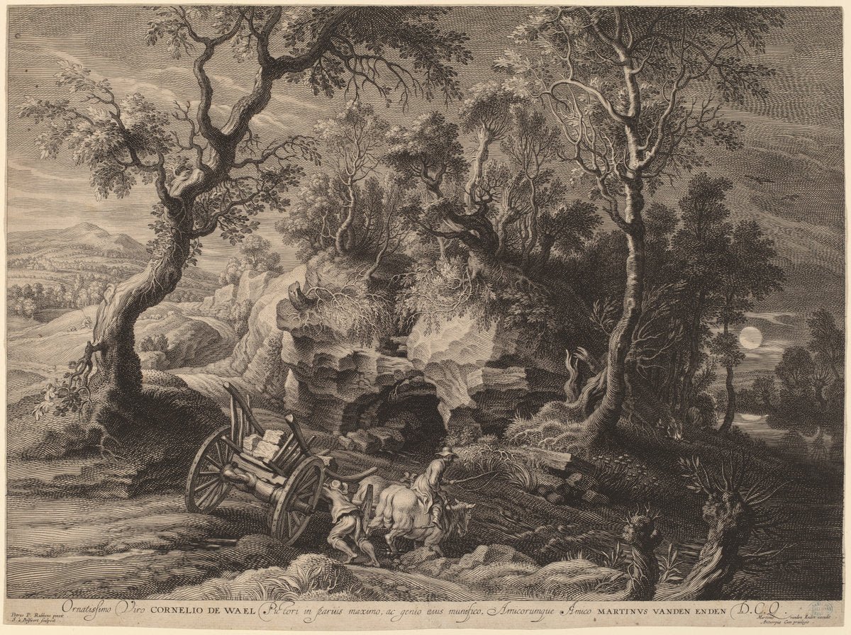 Rocky Landscape by Schelte Adams Bolswert after Sir Peter Paul Rubens (Flemish, 1586 - 1659), 16X12"(A3)Poster Print