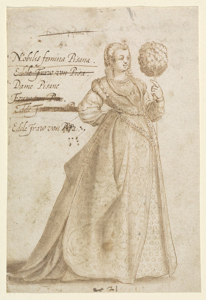 A Noble Lady of Pisa by Jean-Jacques Boissard (French, 1533 - 1598), 16X12"(A3)Poster Print