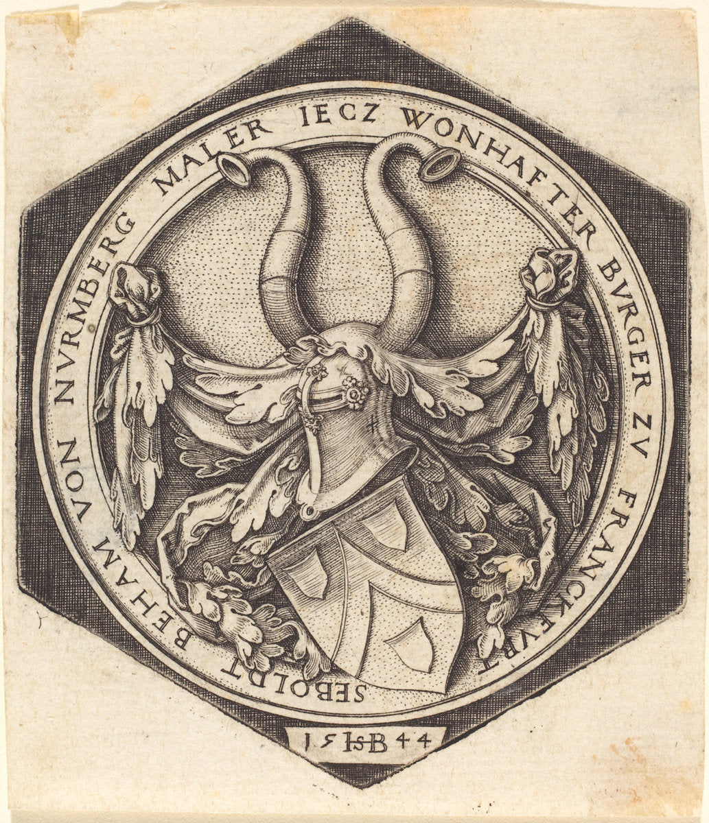 Coat of Arms of H.S. Beham by Sebald Beham (German, 1500 - 1550), 16X12"(A3)Poster Print
