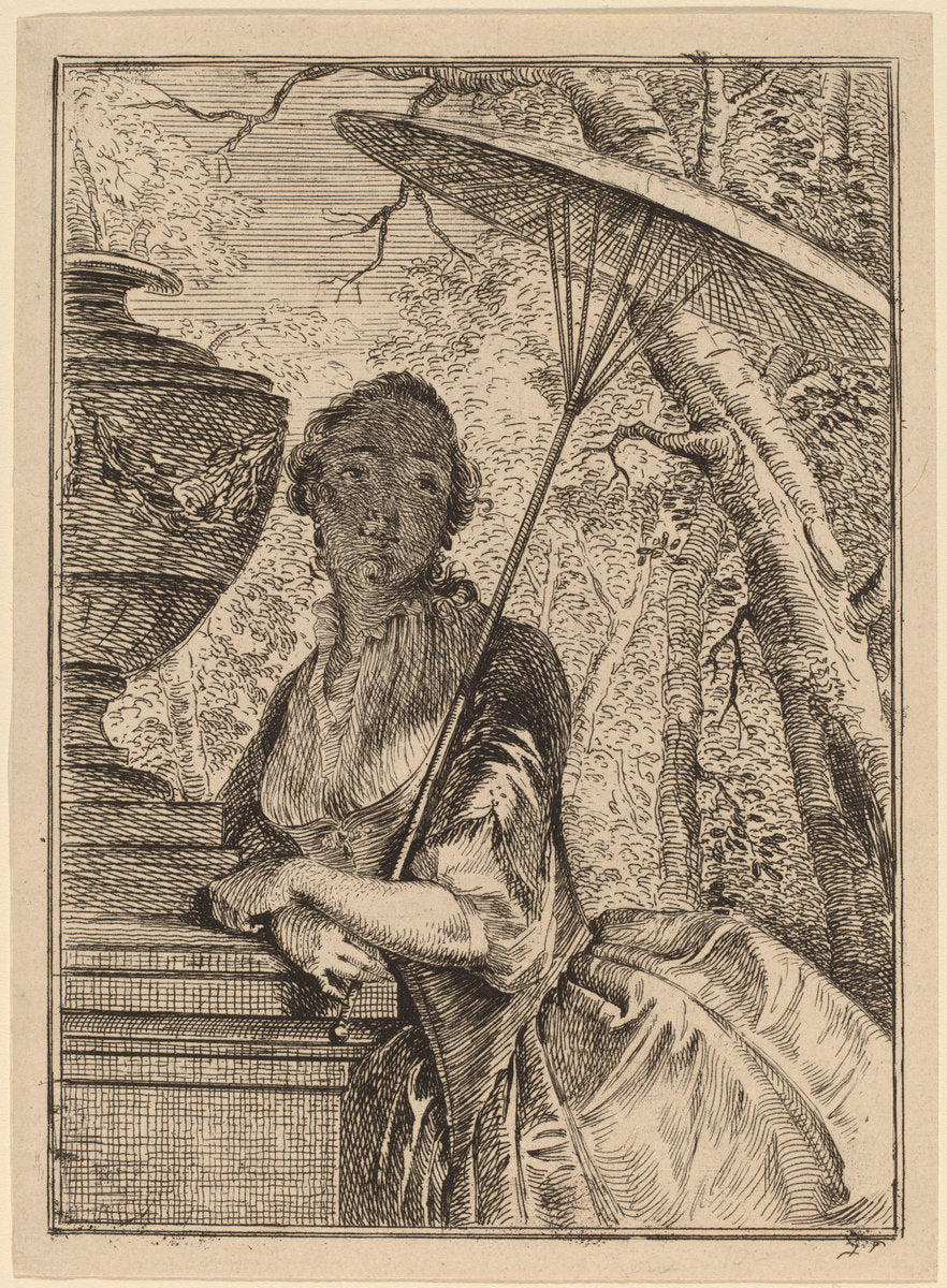 Young Woman Holding a Parasol by Jacob Buys (Netherlandish, 1724 - 1801), 16X12"(A3)Poster Print