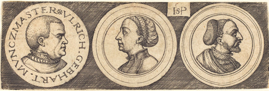 Three Medals with Portraits by Sebald Beham (German, 1500 - 1550), 16X12"(A3)Poster Print