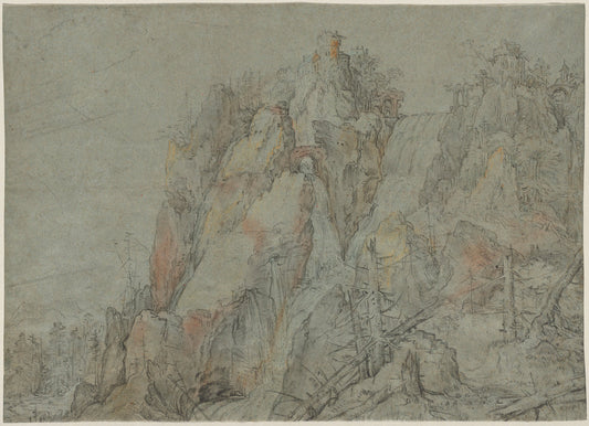 Mountainous Landscape with Castles and Waterfalls by Roelandt Savery (Dutch, 1576 - 1639), 16X12"(A3)Poster Print