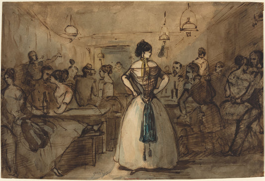 Officers and Courtesans in an Interior by Constantin Guys (French, 1805 - 1892), 16X12"(A3)Poster Print
