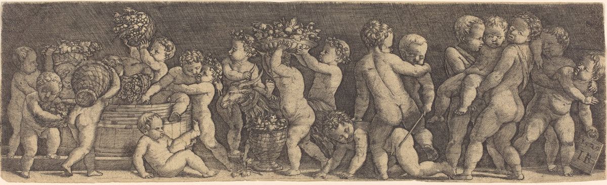 Children Harvesting Grapes by Master IB after Raphael (German, active c. 1523/1530), 16X12"(A3)Poster Print