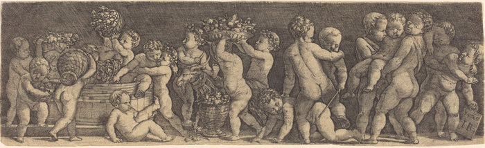 Children Harvesting Grapes by Master IB after Raphael (German, active c. 1523/1530), 16X12