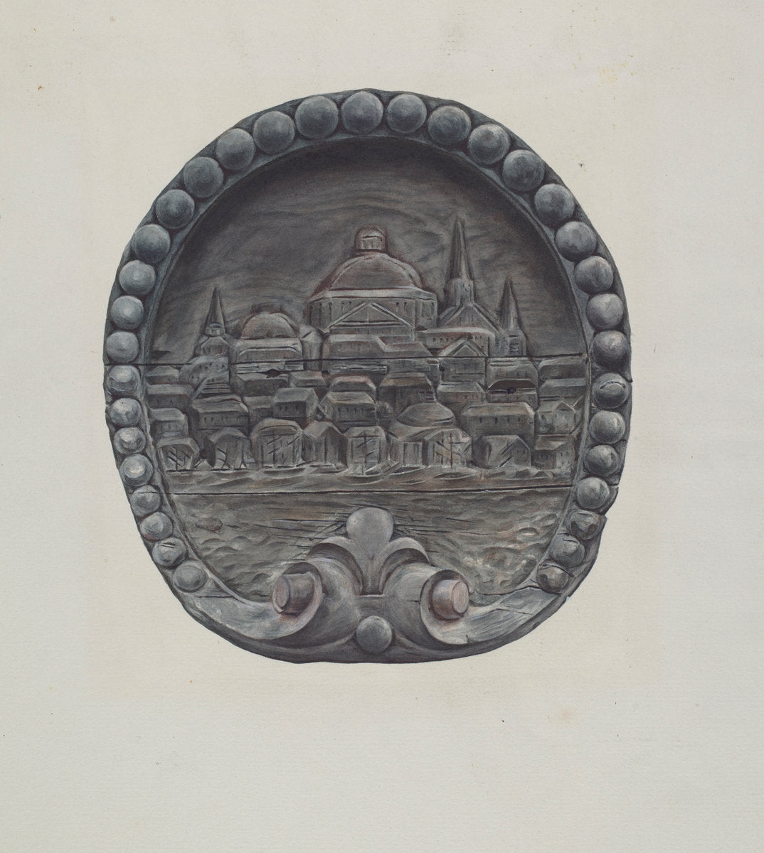 Architectural Ornament (City of Boston) by Flora Merchant (American, active c. 1935), 16X12"(A3)Poster Print