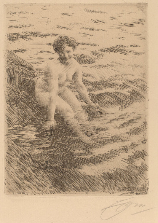 Wet by Anders Zorn (Swedish, 1860 - 1920), 16X12"(A3)Poster Print