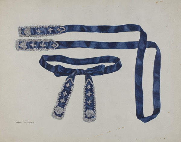 Man's Beaded Taffeta Necktie by Verna Tallman (American, active c. 1935), 16X12"(A3)Poster Print