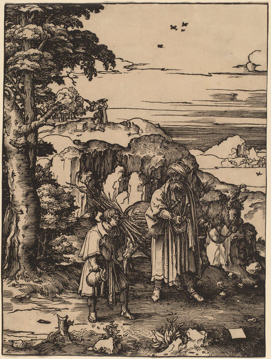 Abraham Going to Sacrifice Isaac by Lucas van Leyden (Netherlandish, 1489/1494 - 1533), 16X12"(A3)Poster Print