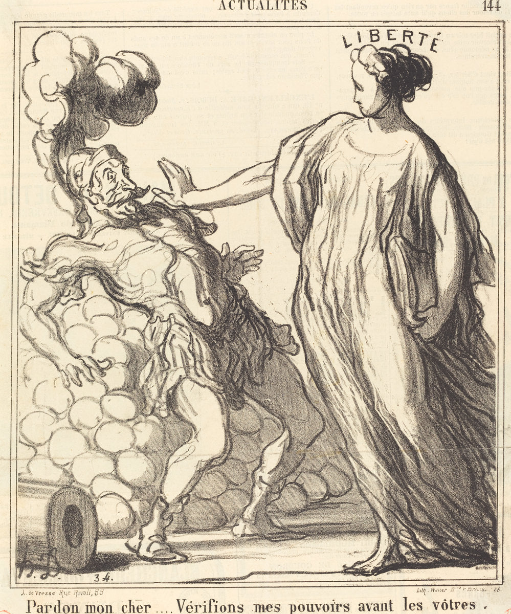 Pardon mon cher... by Honoré Daumier (French, 1808 - 1879), 16X12"(A3)Poster Print