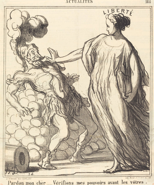 Pardon mon cher... by Honoré Daumier (French, 1808 - 1879), 16X12"(A3)Poster Print