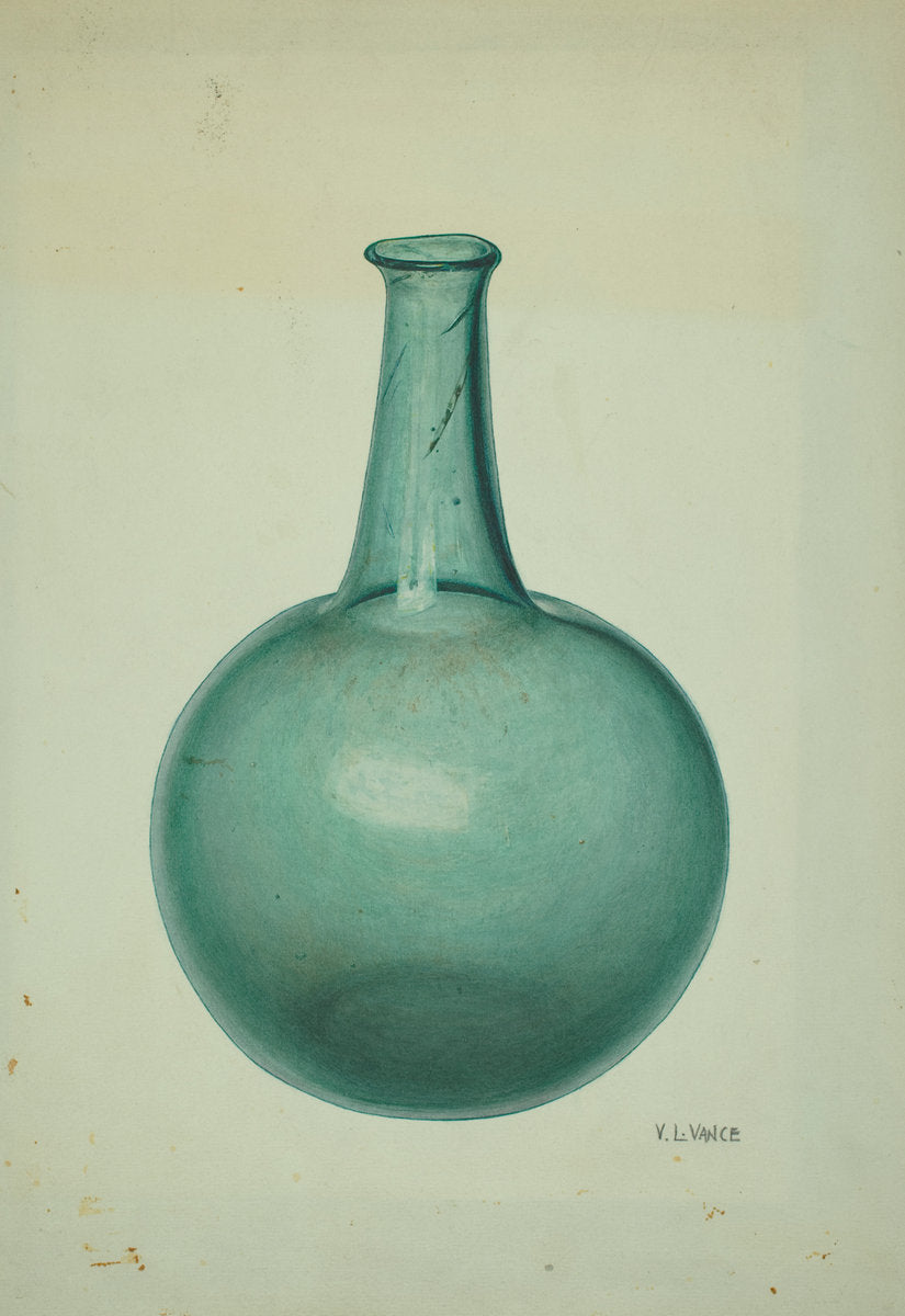 Blue-green Flask by V.L. Vance (American, active c. 1935), 16X12"(A3)Poster Print