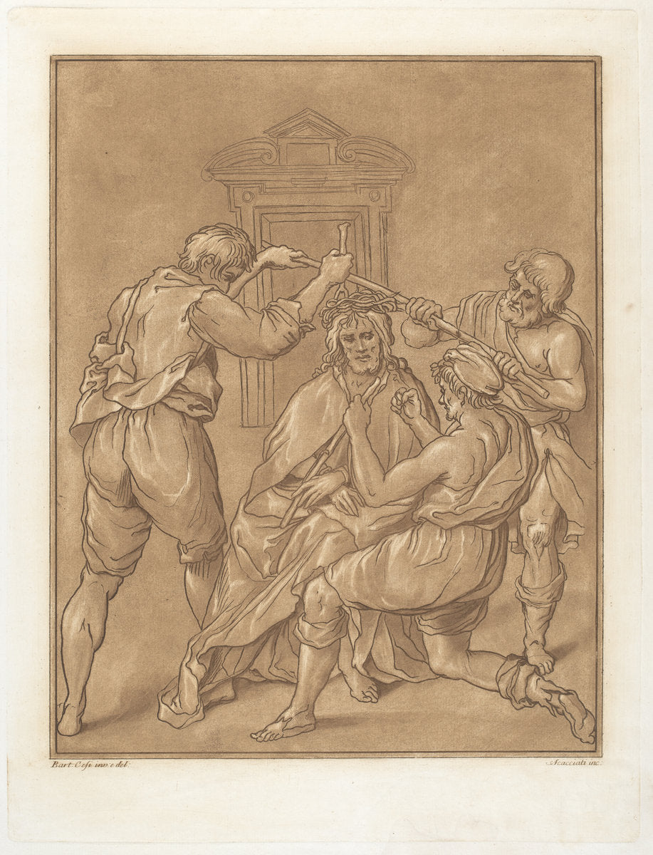 Christ Crowned with Thorns by Andrea Scacciati after Bartolomeo Cesi (Italian, 1725 - 1771), 16X12"(A3)Poster Print