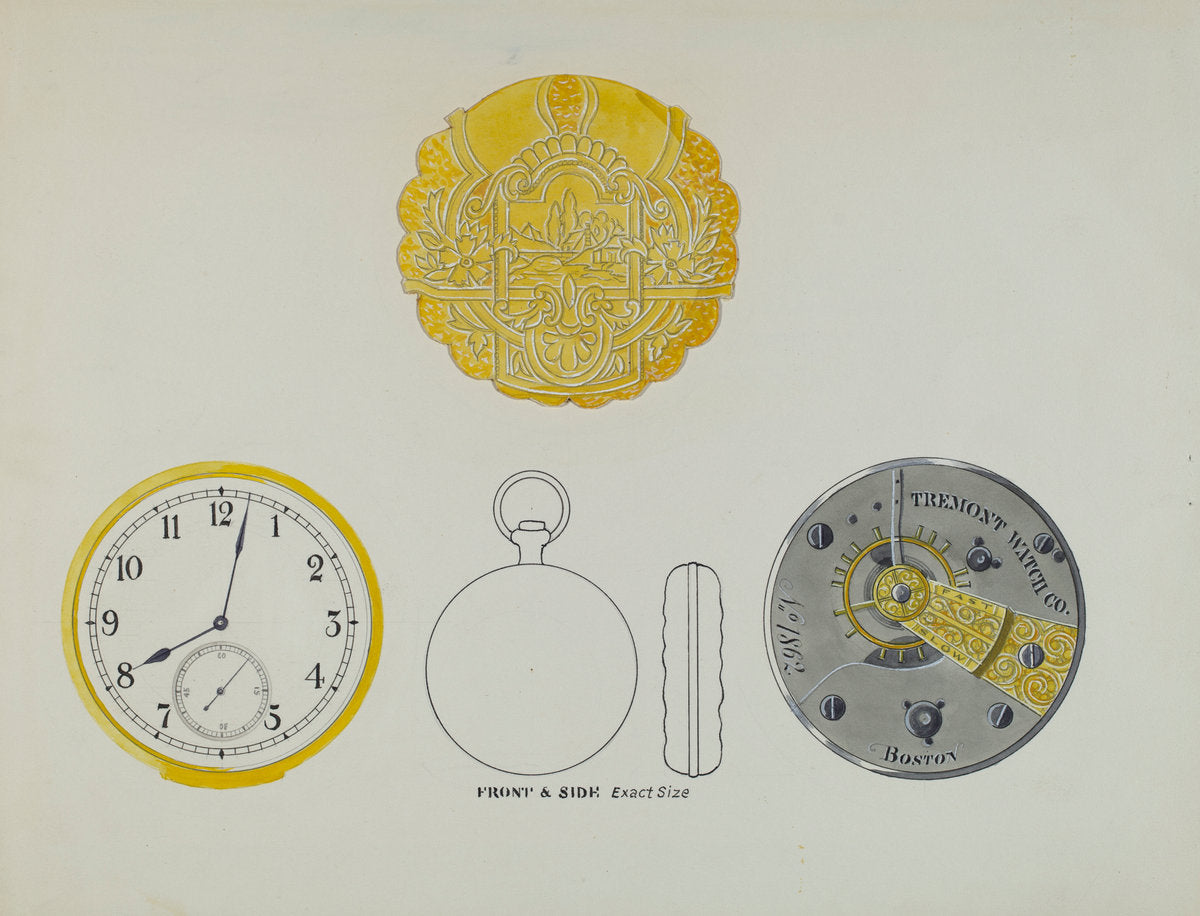 Watch, Face and Case by Harry G. Alexander (American, active c. 1935), 16X12"(A3)Poster Print