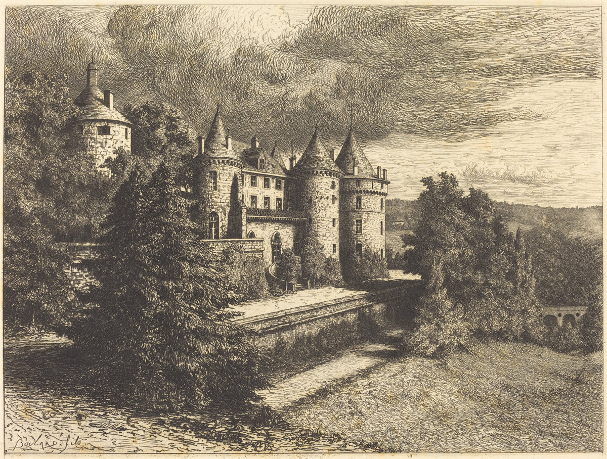 Château on a Rise by Auguste Boulard (French, 1852 - after 1912), 16X12"(A3)Poster Print