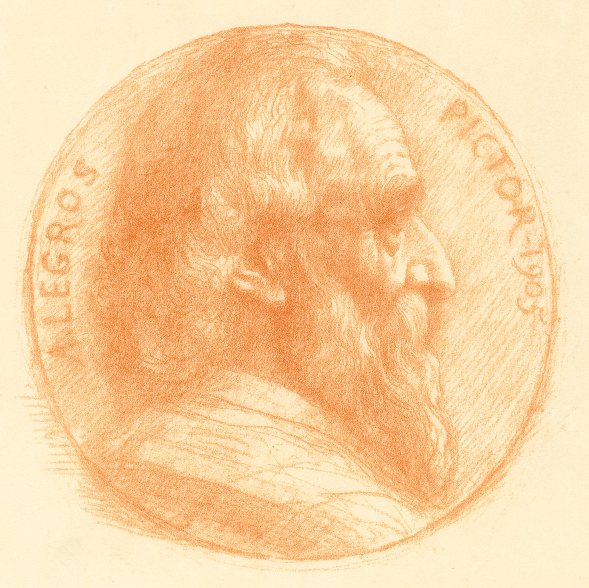 Self-Portrait, Medallion, No.2, 11th plate by Alphonse Legros (French, 1837 - 1911), 16X12"(A3)Poster Print