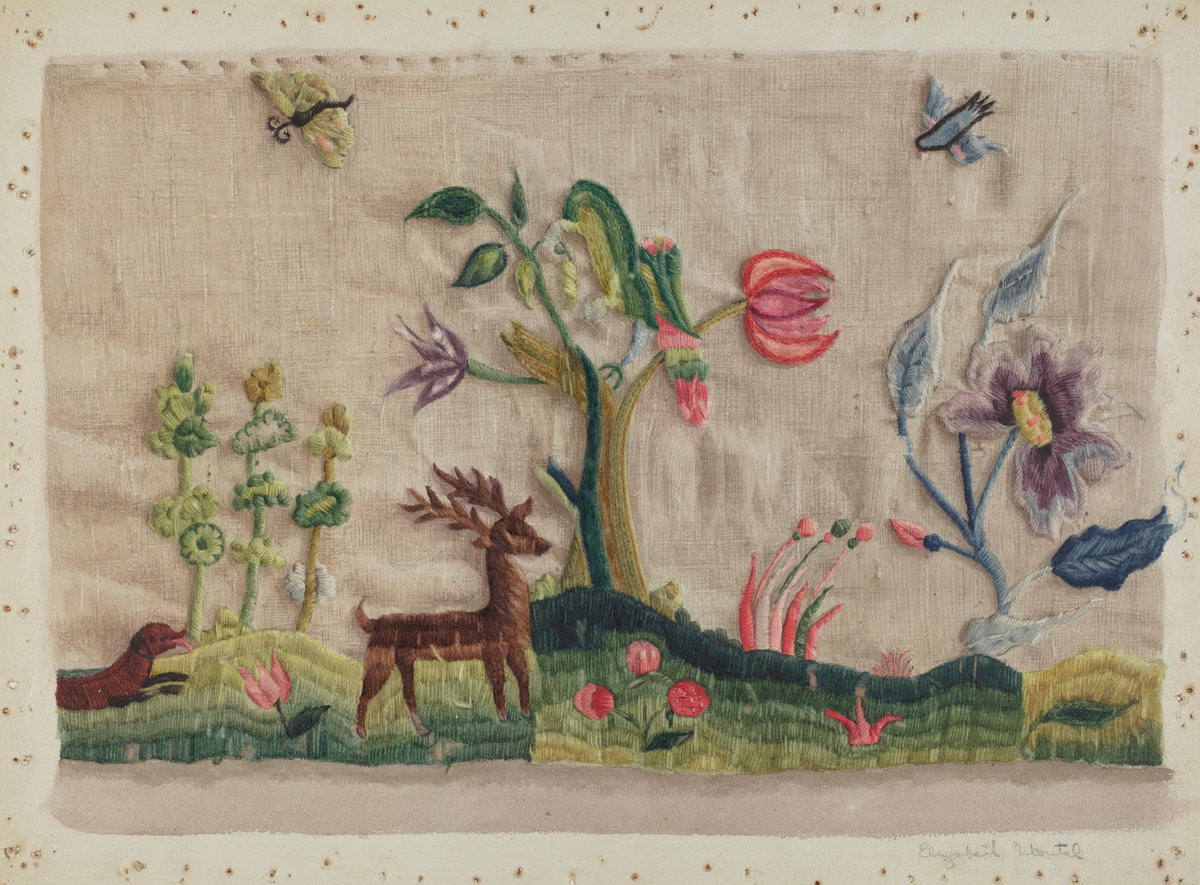 Embroidery by Elizabeth Moutal (American, active c. 1935), 16X12"(A3)Poster Print