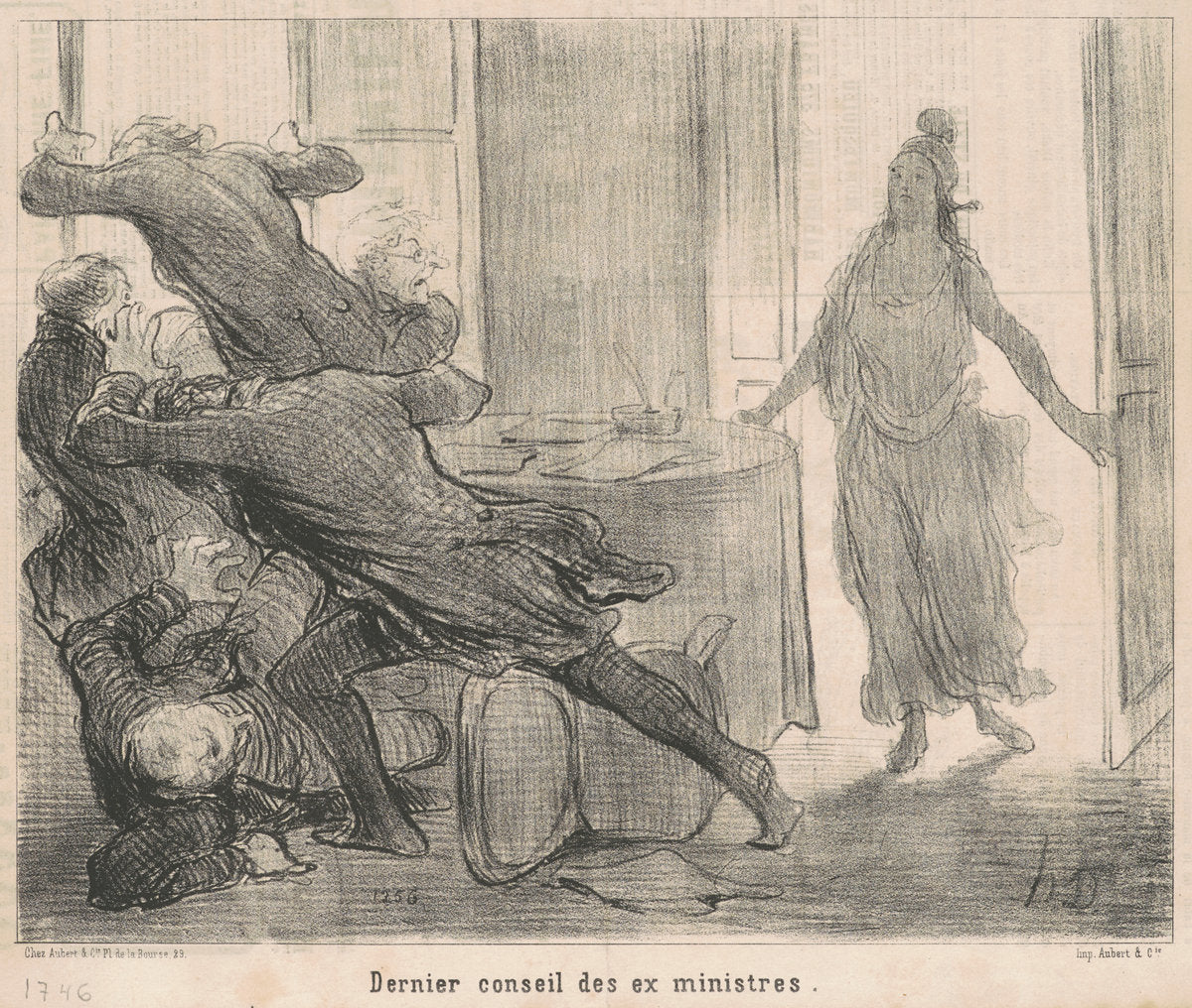 Dernier conseil des ex-ministres by Honoré Daumier (French, 1808 - 1879), 16X12"(A3)Poster Print